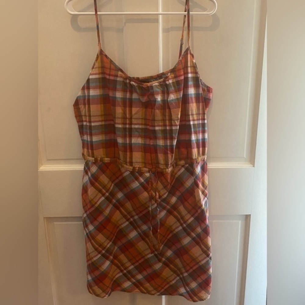 Gap XL Plaid Spaghetti‎ Strap Adjustable Drawstring Waist Dress